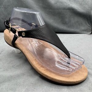 Vionic Black Thong Sandals with Tan Footbed